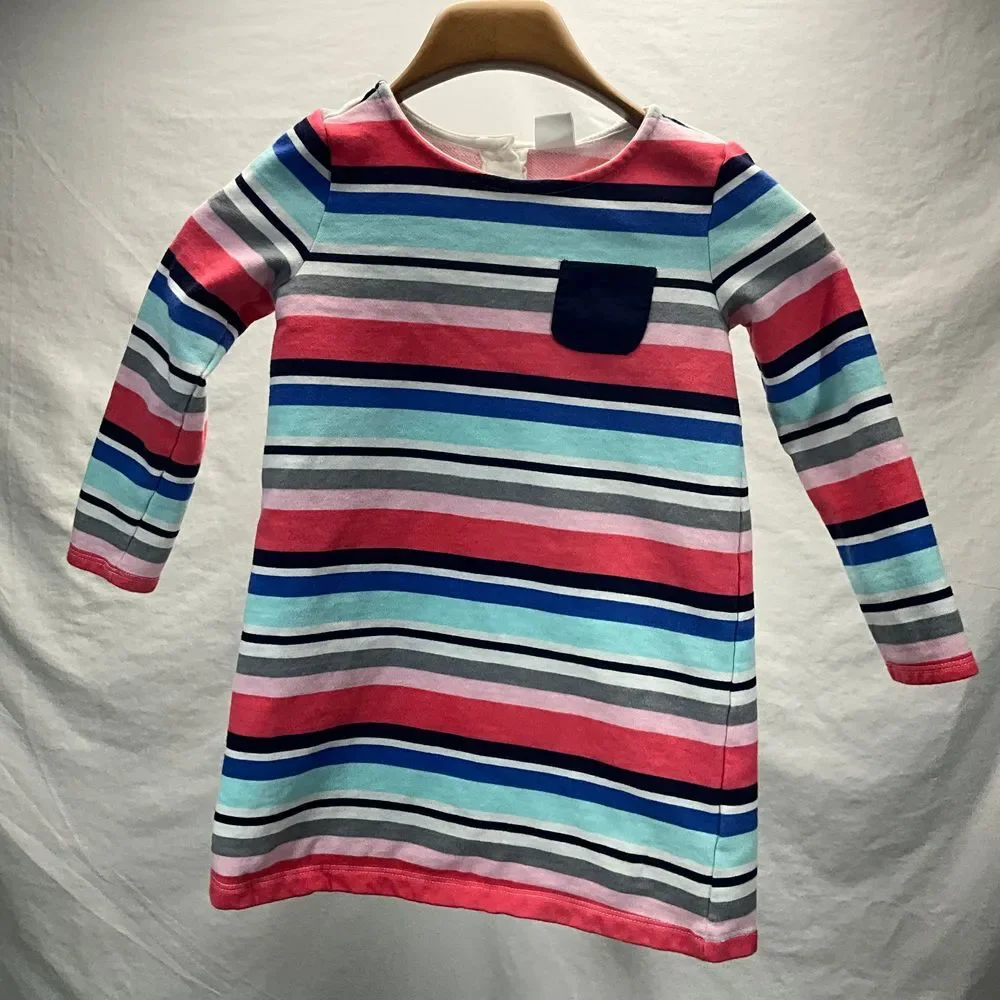 Gymboree Girls Striped‎ Long Sleeve Dress Casual Rainbow Stripes Size 5-6